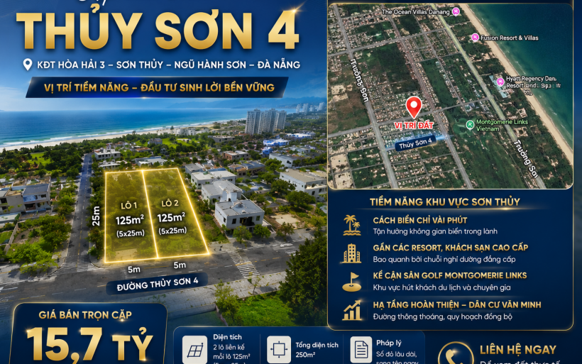 BÁN CẶP ĐẤT BIỂN THỦY SƠN 4 – SƠN THỦY, NGŨ HÀNH SƠN, ĐÀ NẴNG