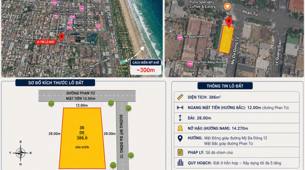 Bán 2 lô đất liền kề Phan Tứ – Mỹ Đa Đông 12, cách biển Mỹ Khê 300m | Hàng hiếm chính chủ
