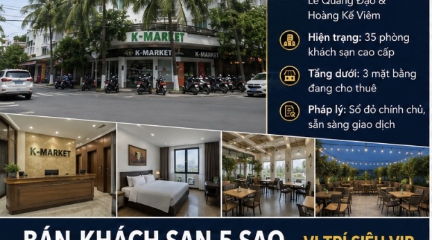 BÁN KHÁCH SẠN 2 MẶT TIỀN KHU PHỐ TÂY AN THƯỢNG – 35 PHÒNG – 3 MẶT BẰNG CHO THUÊ – CÁCH BIỂN MỸ KHÊ 300M