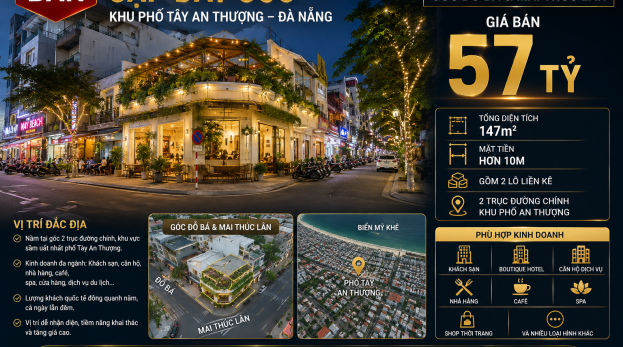 CHÍNH CHỦ CẦN BÁN HAI MẶT TIỀN ĐỖ BÁ - MAI THÚC LÂN - KHU PHỐ TÂY AN THƯỢNG – LÔ GÓC 147M²