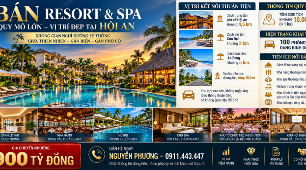 CHUYỂN NHƯỢNG RESORT 5 SAO HỘI AN, ĐÀ NẴNG
