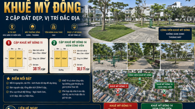 HÀNG HIẾM KHUÊ MỸ ĐÔNG – 2 CẶP ĐẤT ĐẸP, VỊ TRÍ ĐẮC ĐỊA